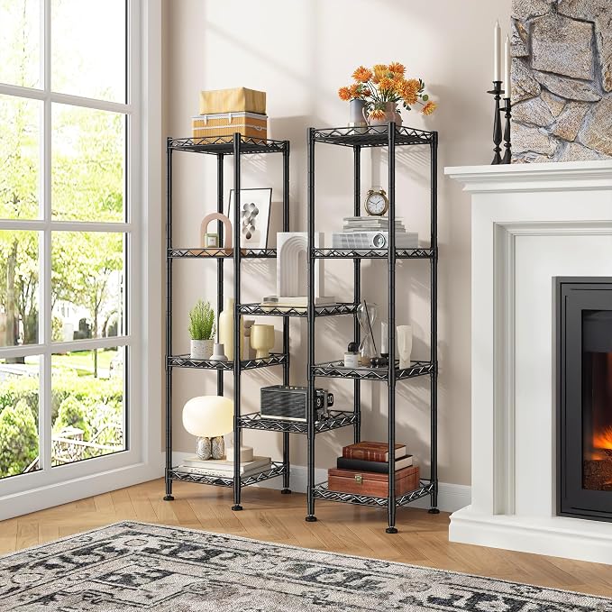 DurayLoly Set of 2 Storage Shelves-5 Tier Metal Shelving Adjustable Wire - Image 7