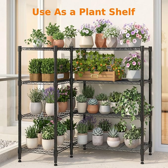 Homdox 4-Tier Adjustable Metal Storage Shelves, Space-Saving Corner Rack - Image 5