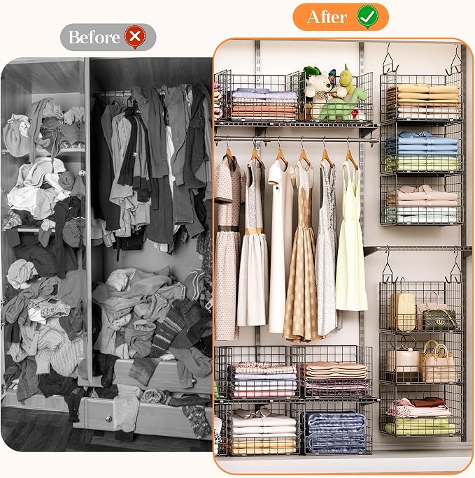 Sonyabecca 3-Tier Hanging Closet Organizer, Foldable Cabinet Wire Storage - Image 8