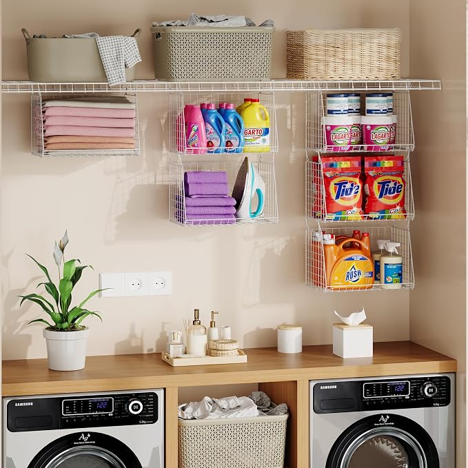 3-Pack Large Hanging Laundry Basket: Wire shelves - Image 7