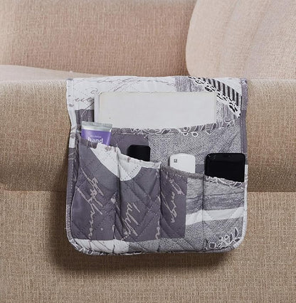 Brilliant Sunshine Grey Heart Love Patchwork Couch Armrest 5 Pockets Organizer - Image 2
