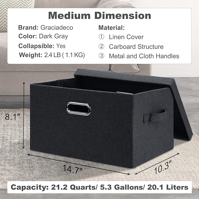 Medium 15" 21 Quart Collapsible Stackable Storage Bins - Image 2