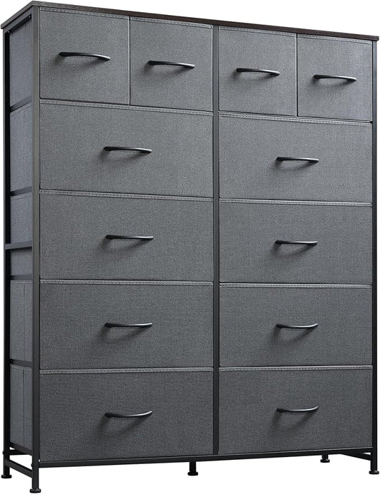 WLIVE 12 Drawer Tall Fabric Dresser Bedroom Storage Chest, Dark Grey | by WLIVE