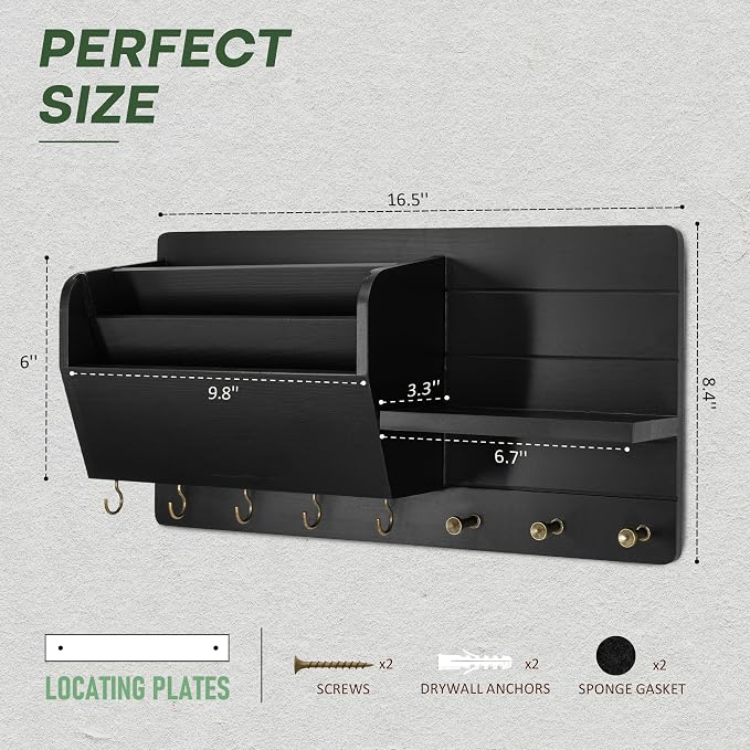 Rebee Vision Pine Wood Modern Key Holder Wall Mount - Image 2