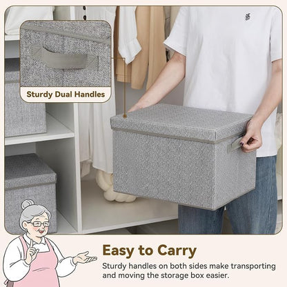 GRANNY SAYS Fabric Boxes with Lids, Storage Bins with Handles, Shelf Bins - Image 4