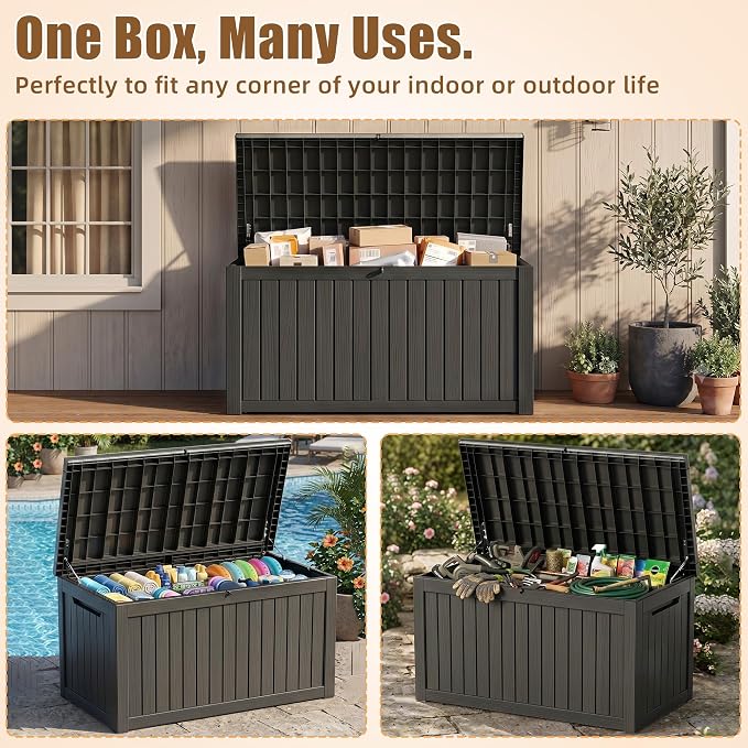 300 Gallon Outdoor Storage Box, Extra Large Resin Deck Box, Waterproof Lockable - Image 5