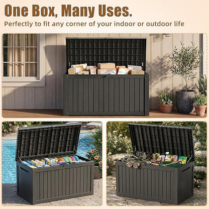 300 Gallon Outdoor Storage Box, Extra Large Resin Deck Box, Waterproof Lockable - Image 5
