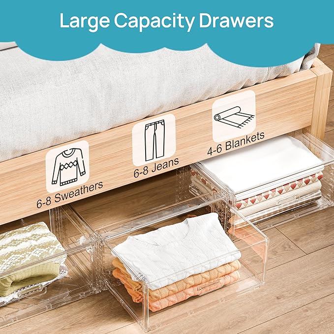 Vtopmart 2 Pack Large Clear Stackable Storage Drawers 23QT, Easily Assemble - Image 5
