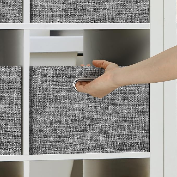 Posprica Closet Storage Bins, 4 Pack Closet Shelf Organizers, Linen Fabric - Image 6