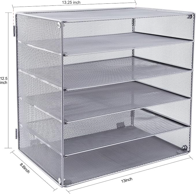 EASEPRES 5 Slot Mesh Desk Organizer Tray, File Paper Letter Folder Holder - Image 4