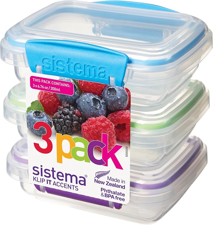 Sistema KLIP IT Accents Collection Food Storage Containers, 6.7 oz./0.2 L by Sistema
