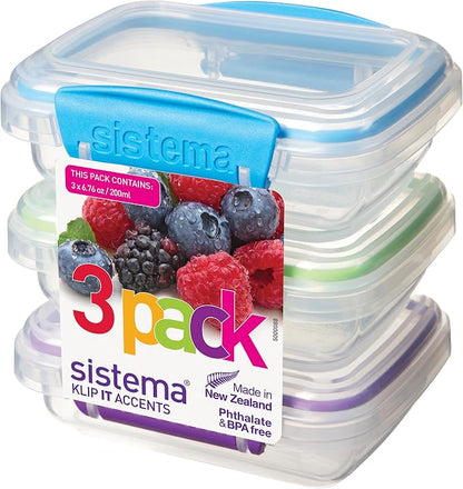 Sistema KLIP IT Accents Collection Food Storage Containers, 6.7 oz./0.2 L by Sistema