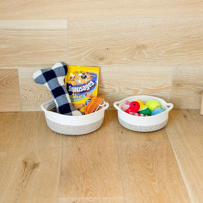 NaturalCozy 5-Piece Round Woven Cotton Rope Storage Baskets - Image 8