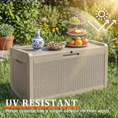 EasyUp 70 Gallon Deck Boxes Outdoor Waterproof, Resin Outside Storage Box - Image 3