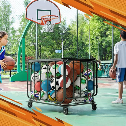 Houseables Ball Cart, Ball Storage, Basketball Cart, Basketball Storage Bin - Image 6