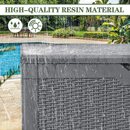 Greesum 100 Gallon Resin Deck Box Large Outdoor Storage, Imitation Rattan Weave - Image 5