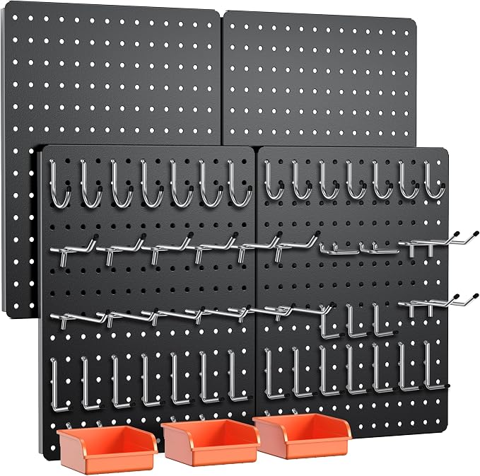 Peg Board, Includes 4 Pack Black Peg Board Panels by Hogurity