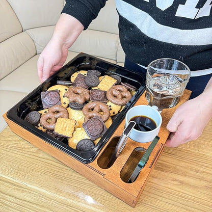 Wooden Serving Tray with Cup Holder - Image 3
