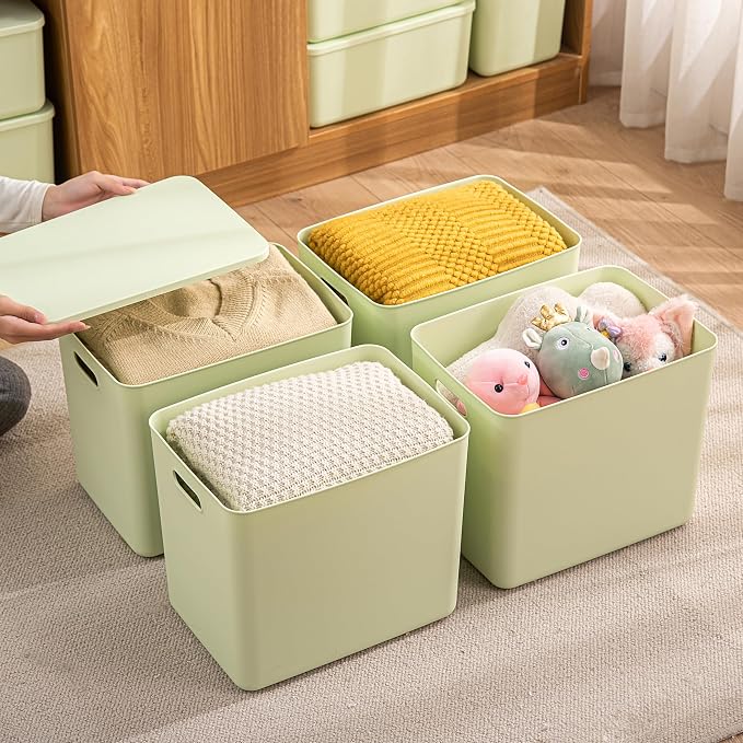 4 pack large plastic White storage bins Baskets, Toy Box Chest - Image 5