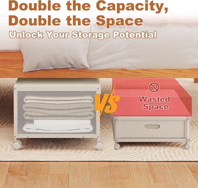 2 Pack Under the Bed Storage Containers, 12 inch Height Under Bed Shoe Storage - Image 2