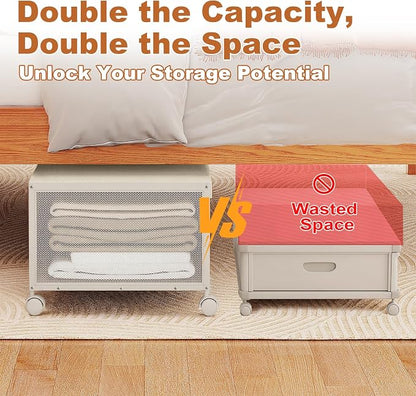 2 Pack Under the Bed Storage Containers, 12 inch Height Under Bed Shoe Storage - Image 2
