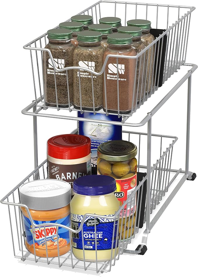 Simple Houseware 2 Tier Cabinet Wire Basket Drawer Organizer - Image 4