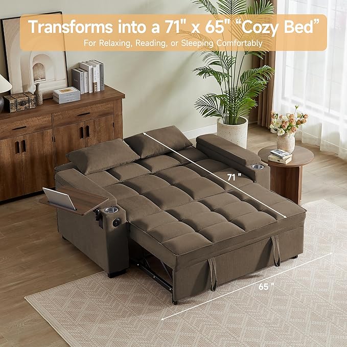 hansones ​66" Multi-Functional Pull-Out Sofa Bed - Image 3