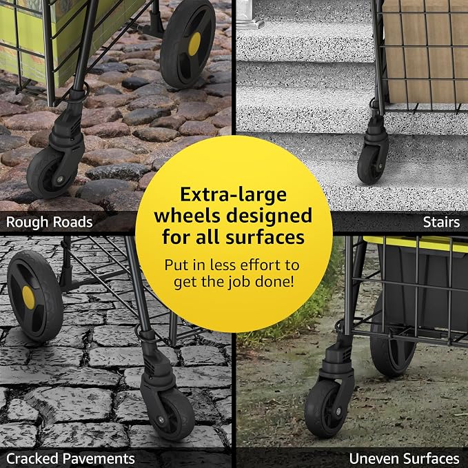 Shopping Cart w/Waterproof Basket Liner & 360° Swivel Wheels | Foldable - Image 5