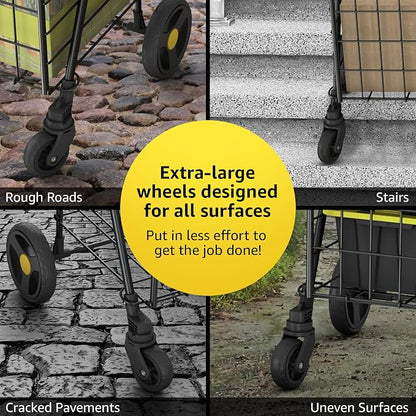 Shopping Cart w/Waterproof Basket Liner & 360° Swivel Wheels | Foldable - Image 5