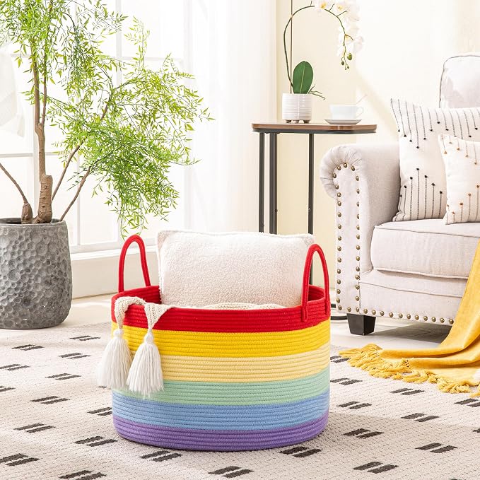 KAKAMAY Large Blanket Basket, Woven Baskets - Image 3