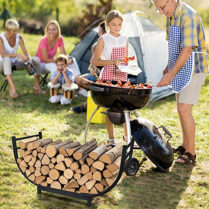 facka 30 Inch Firewood Rack Outdoor Metal Wood Rack | Iron Fire Log Stacker - Image 7