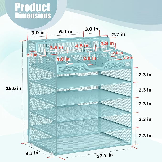 Docnest 6 Tier Mesh Desk Organizer - Image 2