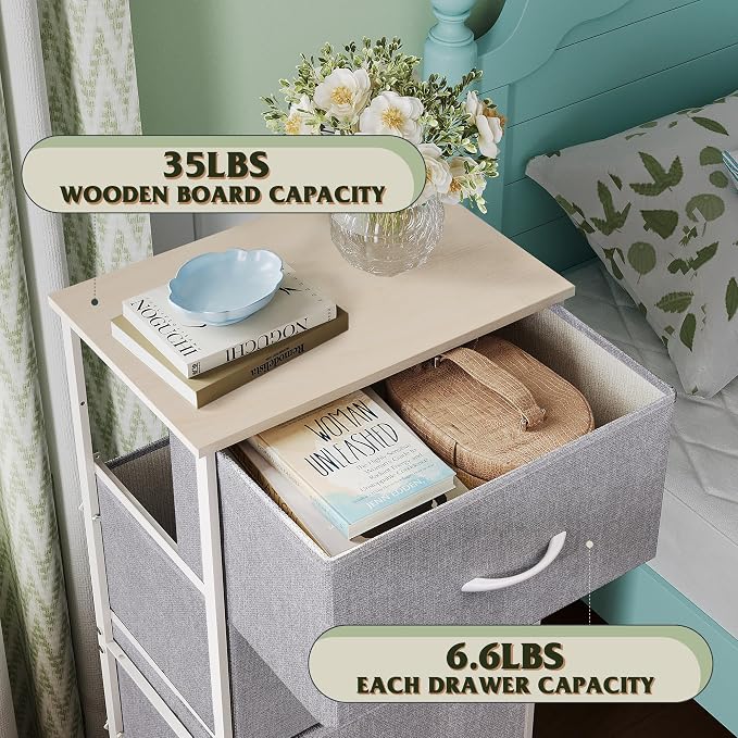 WLIVE 4 Drawers Dresser for Bedroom, Light Grey Fabric Clothes Storage - Image 5