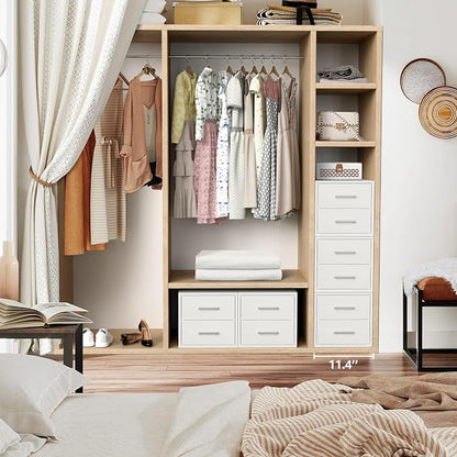 BOLUO Stackable Storage Drawers Closet Organizers and Storage Fabric White 2 - Image 2