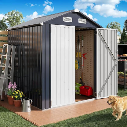 IRONCK 5.7x5.7FT Outdoor Storage Shed, Tool Shed, Dark Blue | Galvanized Steel by IRONCK