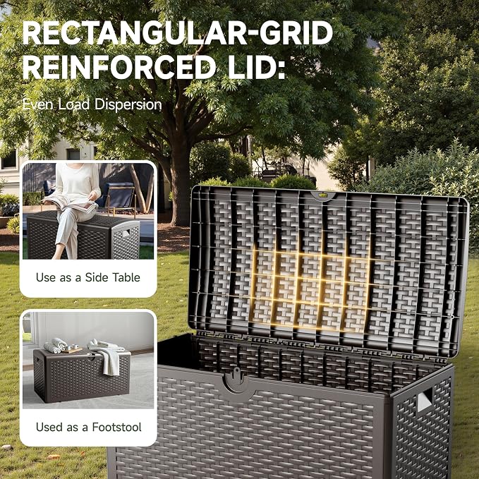 80 Gallon Deck Box, Double Layer Waterproof Resin Outdoor Indoor Storage Box - Image 6