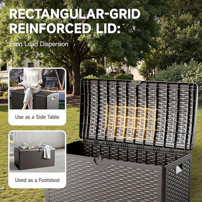 80 Gallon Deck Box, Double Layer Waterproof Resin Outdoor Indoor Storage Box - Image 6
