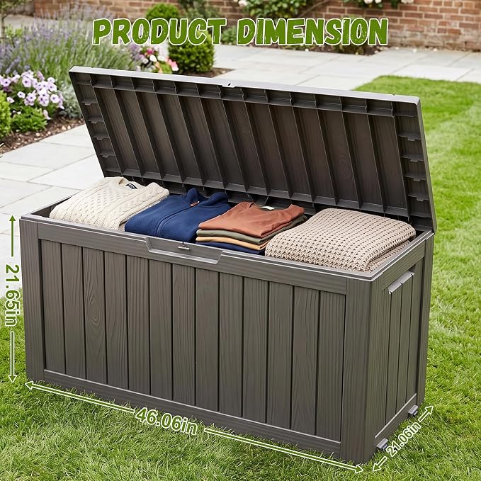 ROJIK 95 Gallon Outdoor Storage Box Waterproof, Weatherproof Deck Boxes Outdoor - Image 2