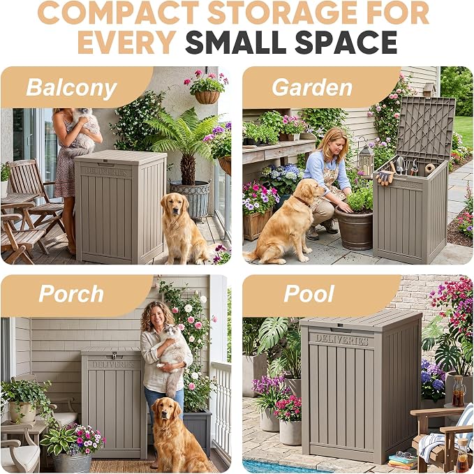 EasyUp 56 Gallon Deck Boxes Outdoor Waterproof, Resin Outside Storage Box - Image 8