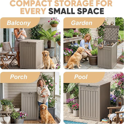EasyUp 56 Gallon Deck Boxes Outdoor Waterproof, Resin Outside Storage Box - Image 8