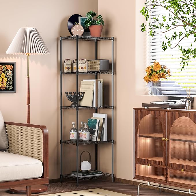 IZEUK 5 Tier Metal Wire Shelf Unit, Living Room or Laundry Room, 17.7" W x - Image 2
