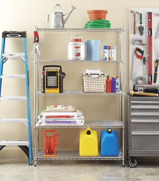Whitmor 5 Tier Heavy Duty Shelving Unit, Metal Storage Shelves, 500 lbs - Image 2