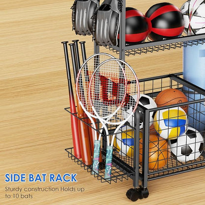 Garage Ball Storage, 2 in 1 Sports Equipment Organizer, Garage Organizer - Image 5