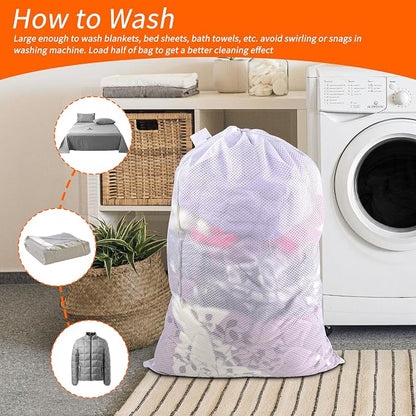 Polecasa 2 Pack Heavy Duty Diamond Mesh Laundry Bag, Breathable Mesh, Machine - Image 6