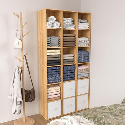 Cube Shelf Organizer, 6 Cube Oak Open Shelf, Freestanding 6-Tier Low Bookcase - Image 7
