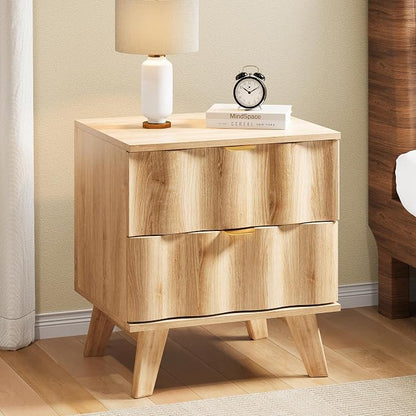 Nightstand, Bedside Table with 2 Drawers and Metal Handles, Sofa Side End Table by EnjoyaWarmandCozyLife