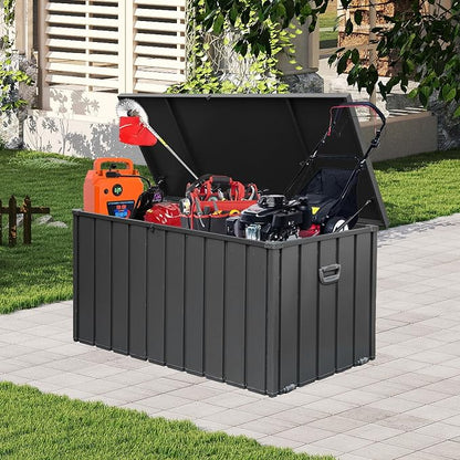 Domi 100 Gallon Deck Box, Outdoor Metal Lockable Storage Cabinet, Waterproof by domioutdoorliving
