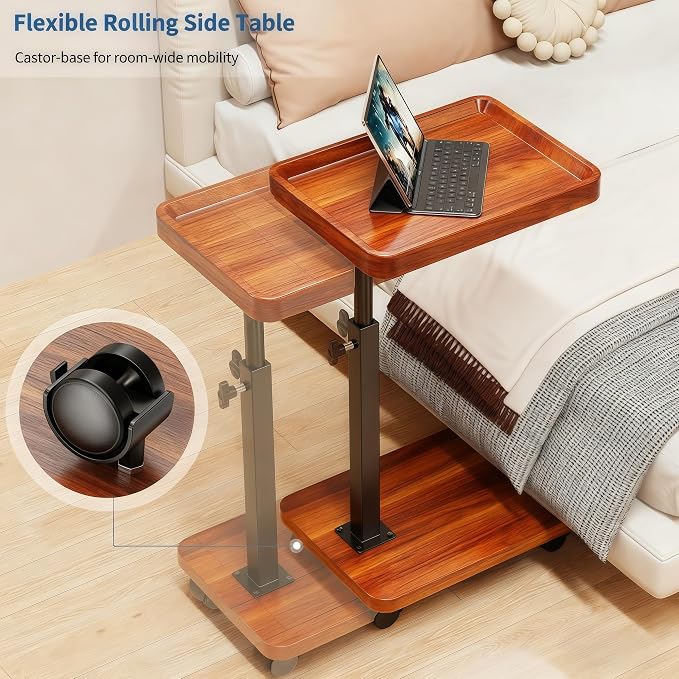 C Table End Table Adjustable Height, 360°Swivel TV Tray Table - Image 5