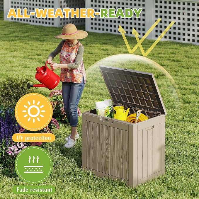30 Gallon Waterproof Resin Deck Box, UV Resistant Outdoor Storage - Image 5