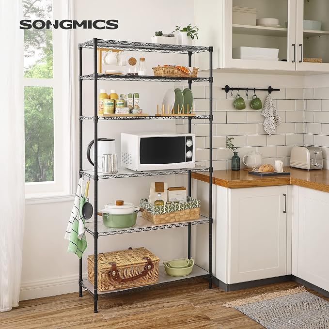 SONGMICS 6-Tier Storage Shelves, Wire Shelving Unit, Kitchen Metal Shelves - Image 2